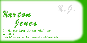 marton jencs business card